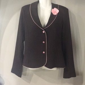Ruby Rox Brown Pink Stripe Suit Jacket sz 11